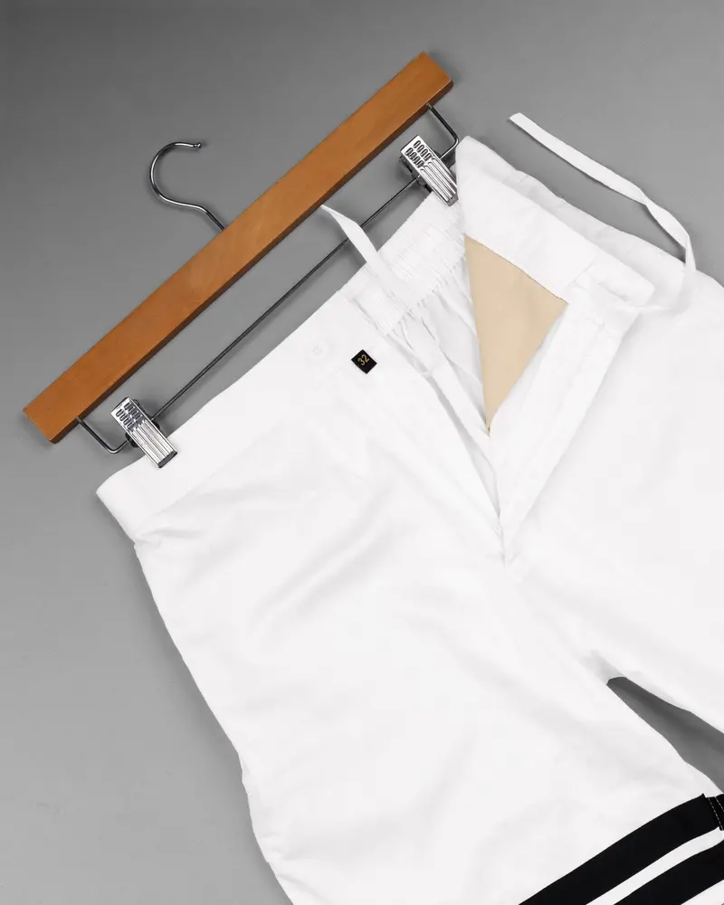 Bright White With Jade Black Striped Super Soft Premium Cotton Designer Shorts 5