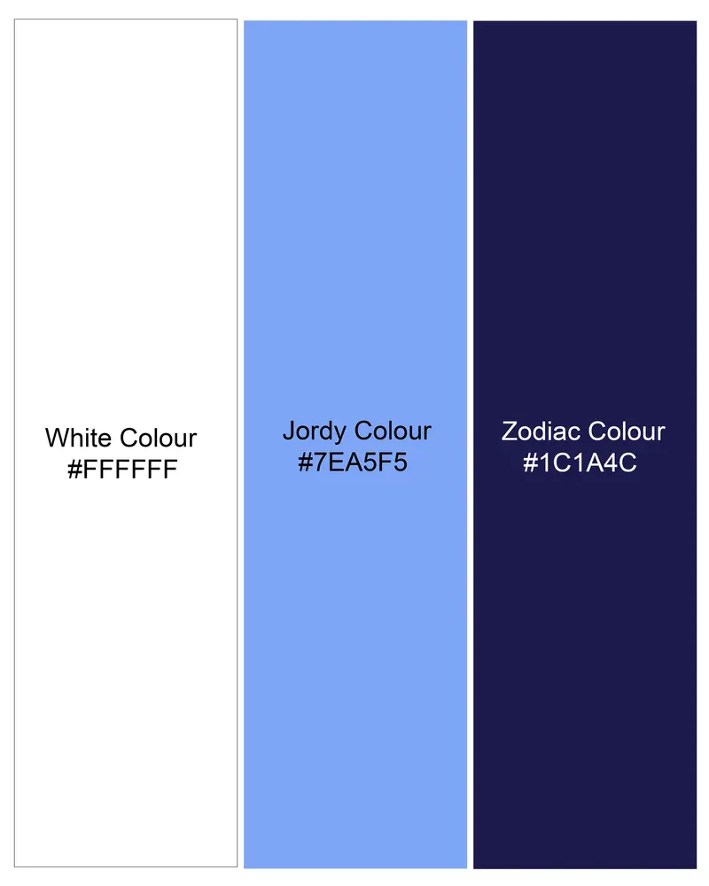 Bright White With Jordy Blue And Blue Striped Dobby Textured Premium Giza Cotton Shirt 8