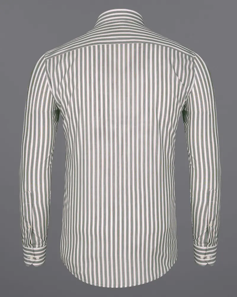 Bright White With Mallard Green And Monza Red Striped Premium Cotton Shirt 6