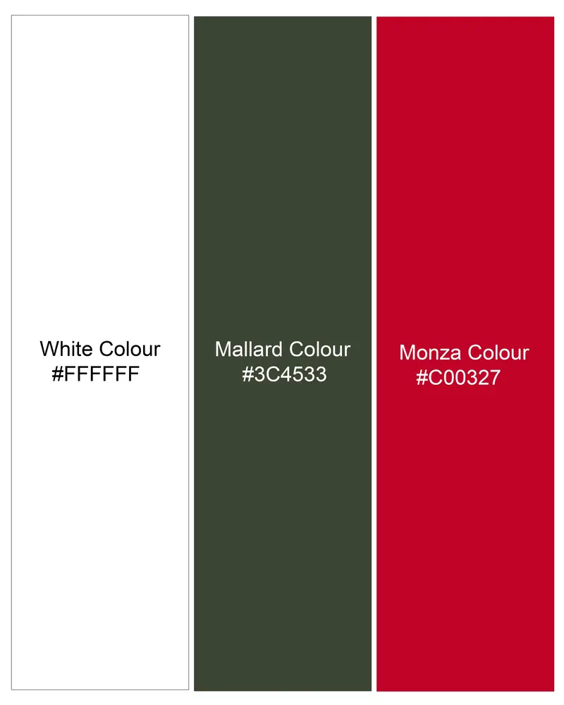 Bright White With Mallard Green And Monza Red Striped Premium Cotton Shirt 8