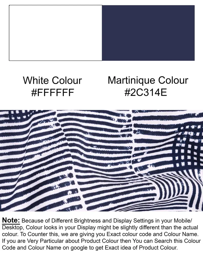 Bright White With Martinique Blue Printed Premium Tencel Shirt 9