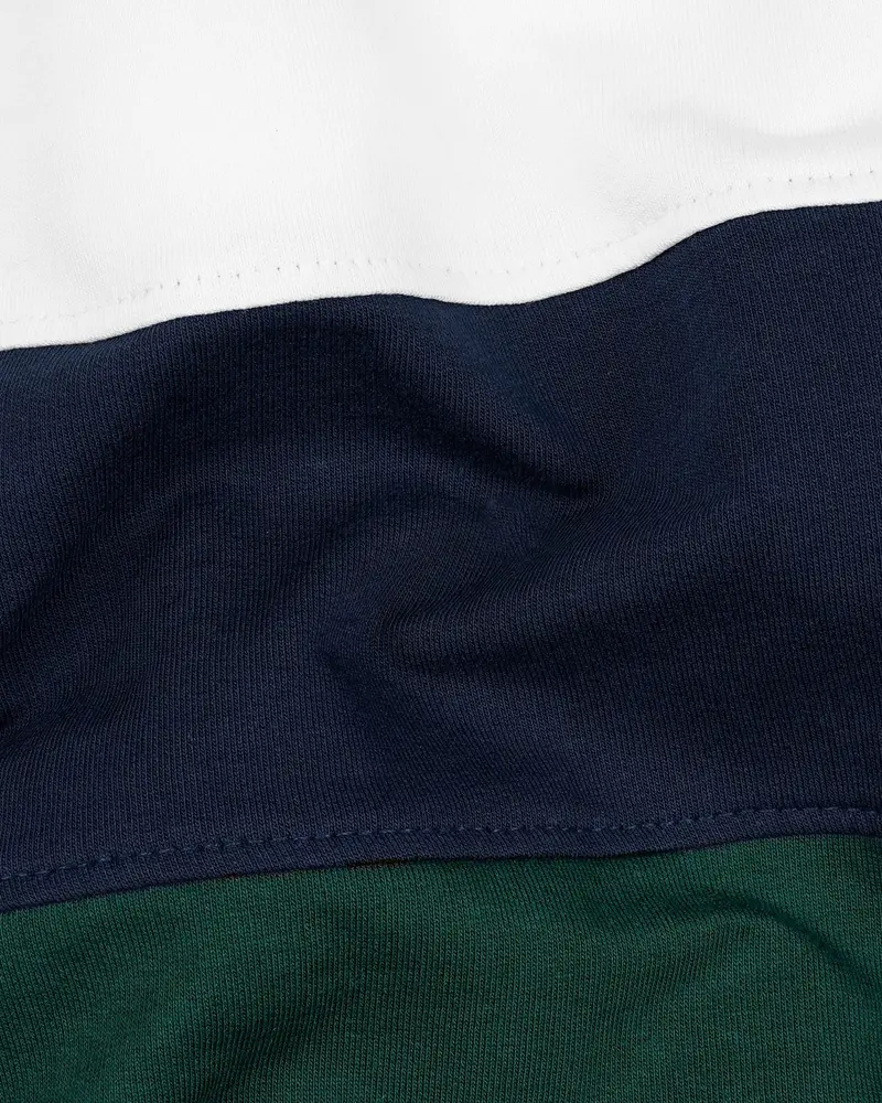 Bright White With Mirage Blue And Everglade Green Colour Block Sweatshirt 3