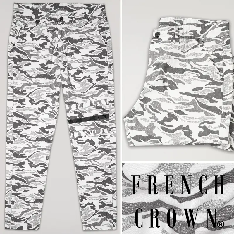 Bright White With Mist Gray Camouflage Pant 1