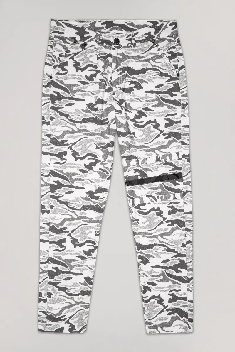 Bright White With Mist Gray Camouflage Pant 2