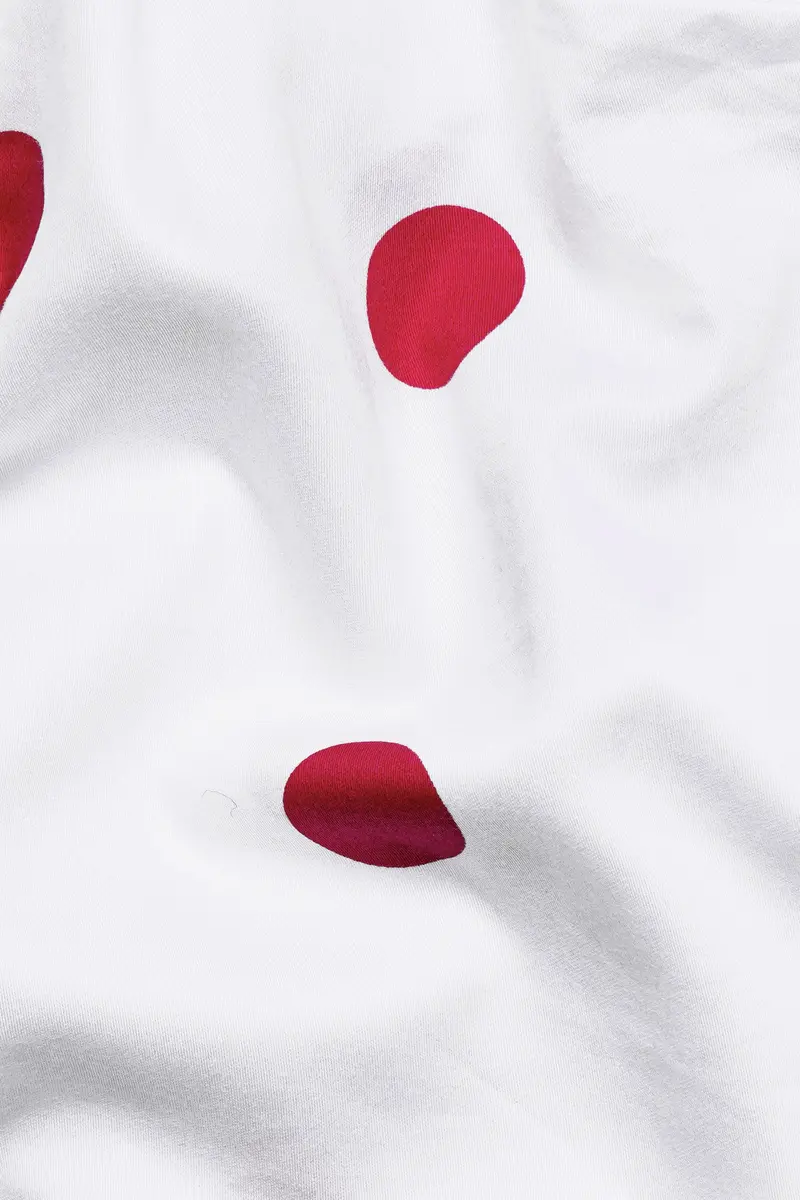 Bright White With Monza Red Polka Dots Premium Cotton Crop Shirt 3