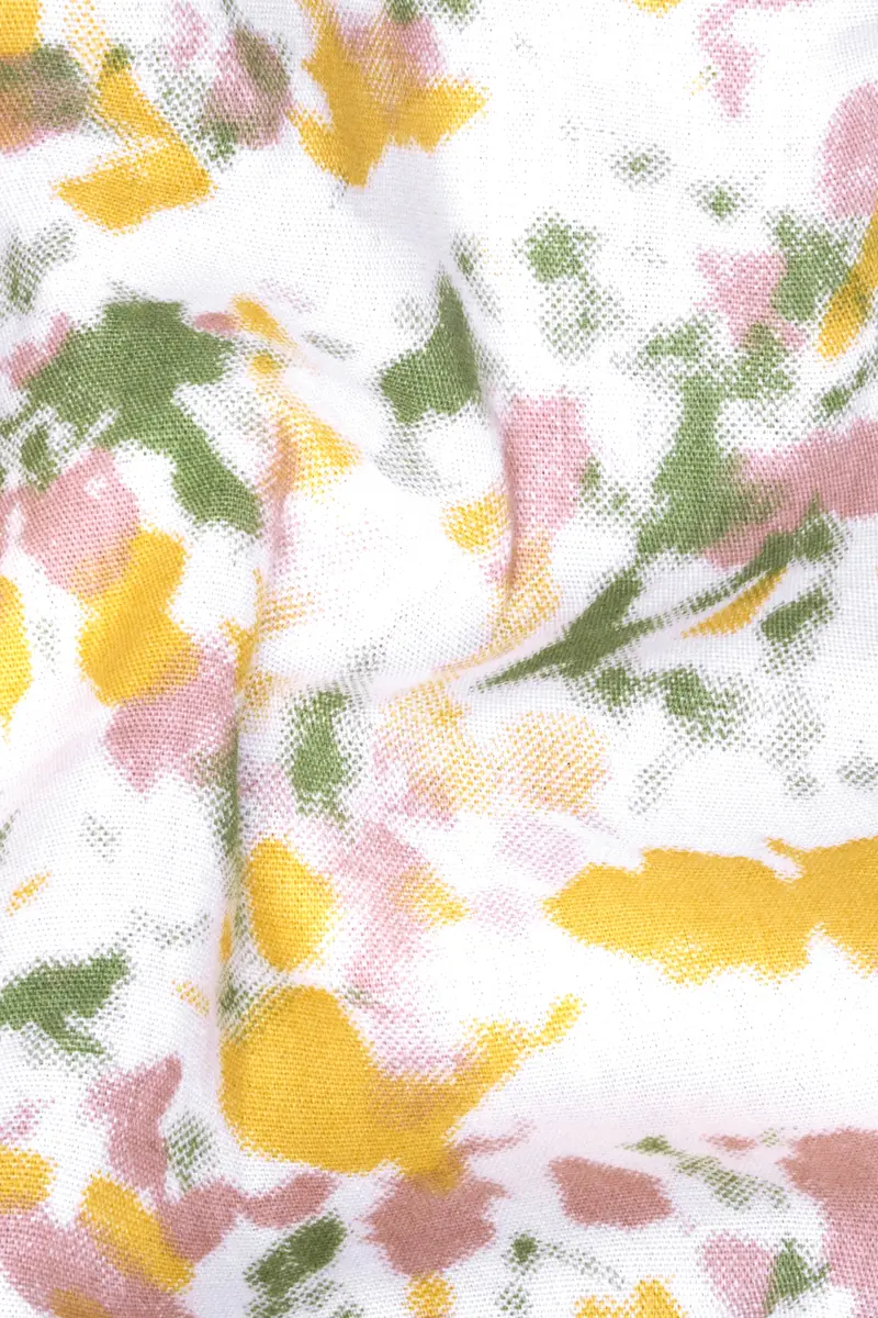 Bright White With Multicolored Printed Premium Cotton Shirt 2