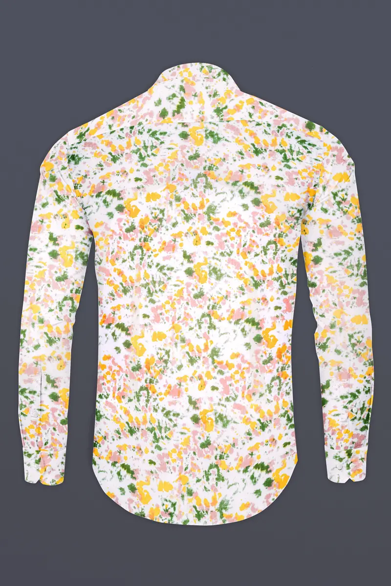 Bright White With Multicolored Printed Premium Cotton Shirt 5