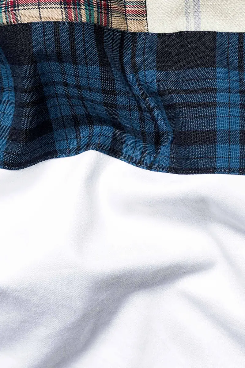 Bright White With Multicolour Checkered Subtle Sheen Super Soft Premium Cotton Designer Shirt 3