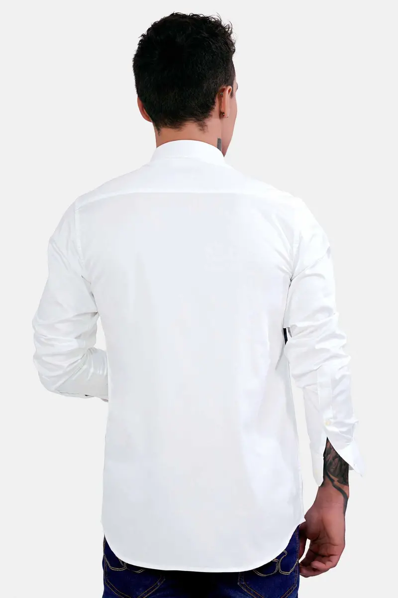 Bright White With Multicolour Checkered Subtle Sheen Super Soft Premium Cotton Designer Shirt 8