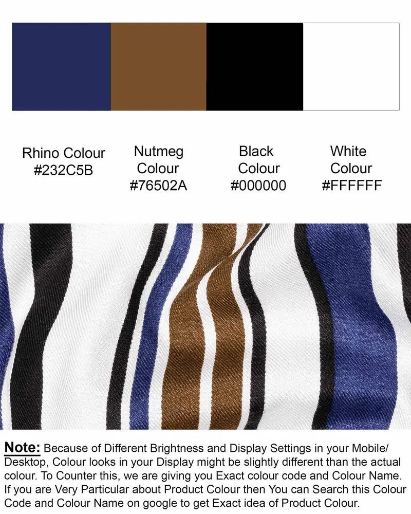 Bright White With Multicolour Stripes Premium Tencel Shirt 8