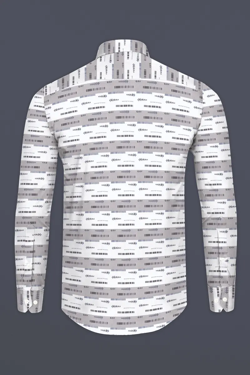 Bright White With Nobel Gray Printed Super Soft Premium Cotton Shirt 5