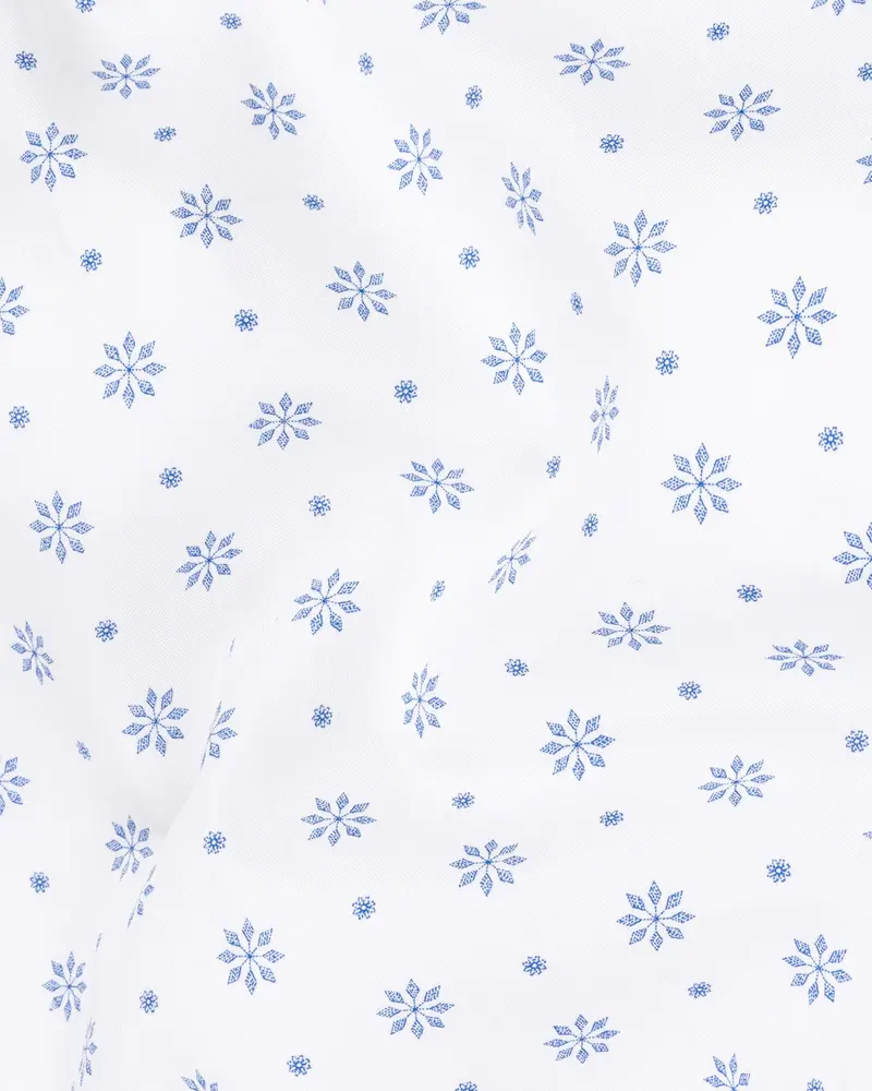 Bright White With Pale Cerulean Blue Floral Printed Premium Cotton Shirt 2