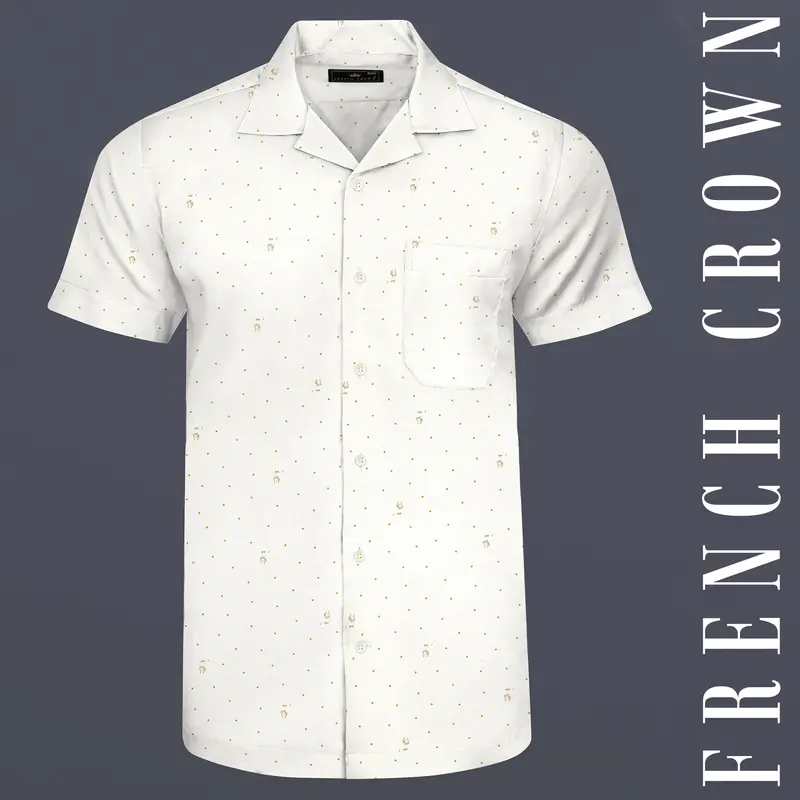 Bright White With Pale Taupe Ok Printed Chambray Shirt 1