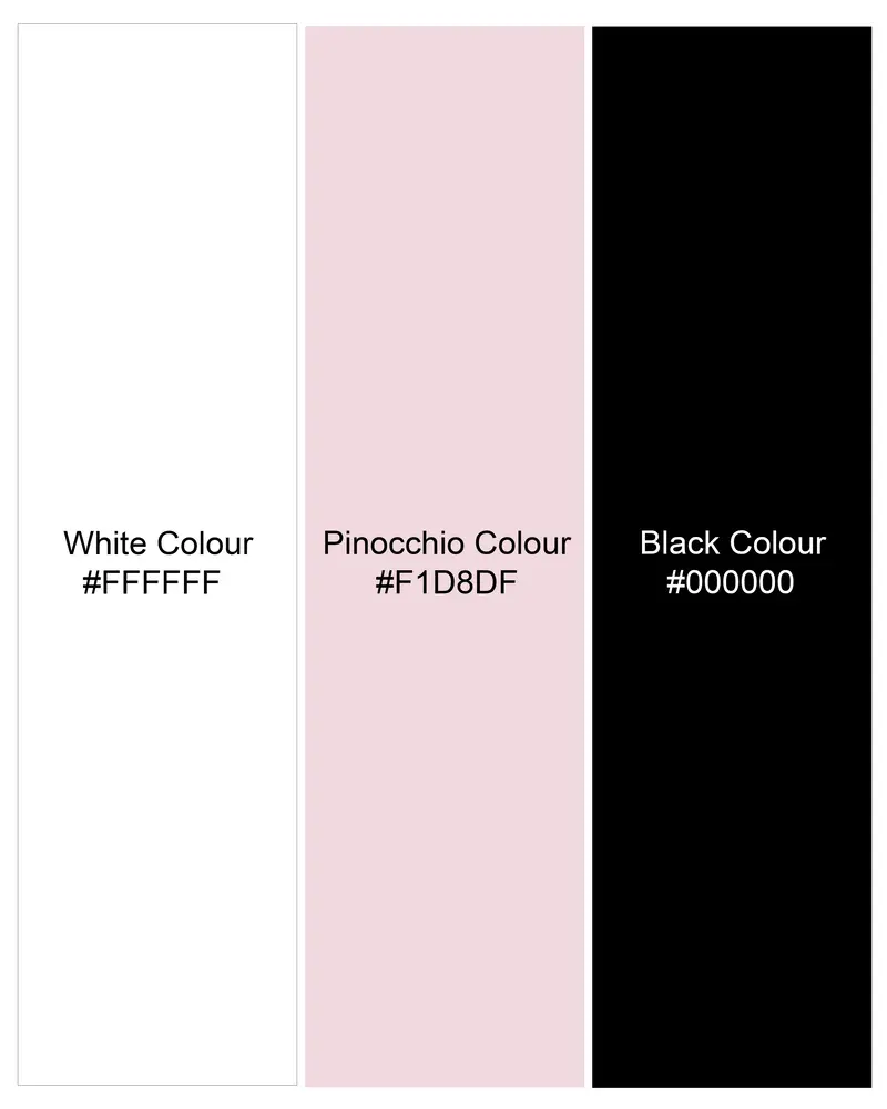 Bright White With Pinocchio Pink And Black Twill Paid Premium Cotton Shirt 8