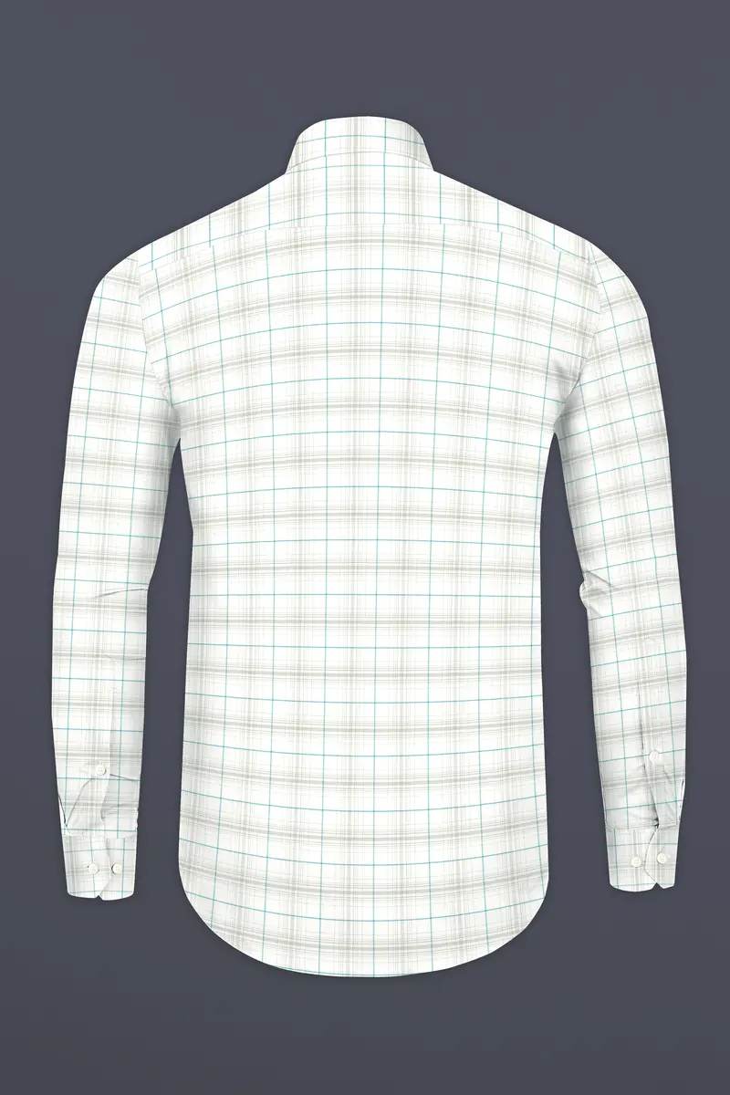 Bright White With Porcelain Brown Checkered Premium Cotton Shirt 5