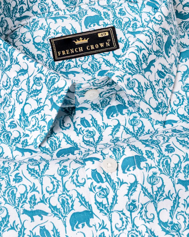 Bright White With Pylorus Bear And Volf Printed Royal Oxford Shirt 1