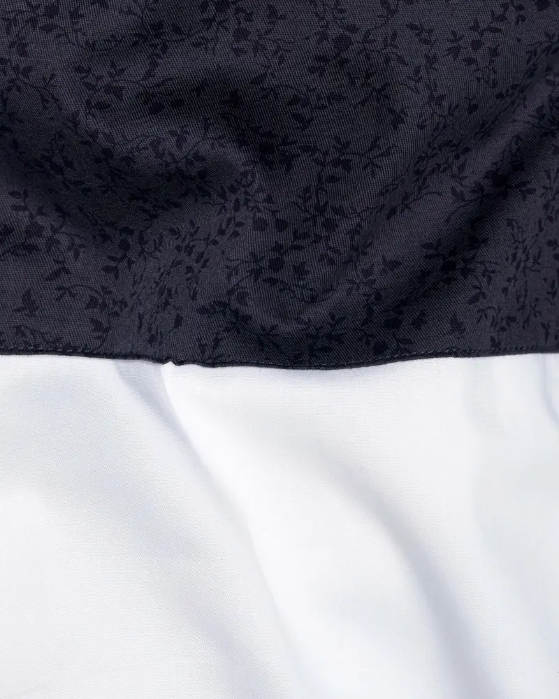 Bright White With Rangoon Blue Patch Work Premium Cotton Designer Shirt 3