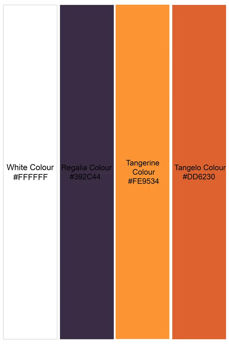 Bright White With Regalia Purple And Tangerine Orange Tigers And Trees Printed Subtle Sheen Super Soft Premium Cotton Designer Shirt 8