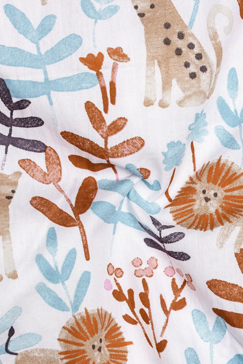Bright White With Sapling Brown Multicolour Printed Premium Cotton Shirt 3