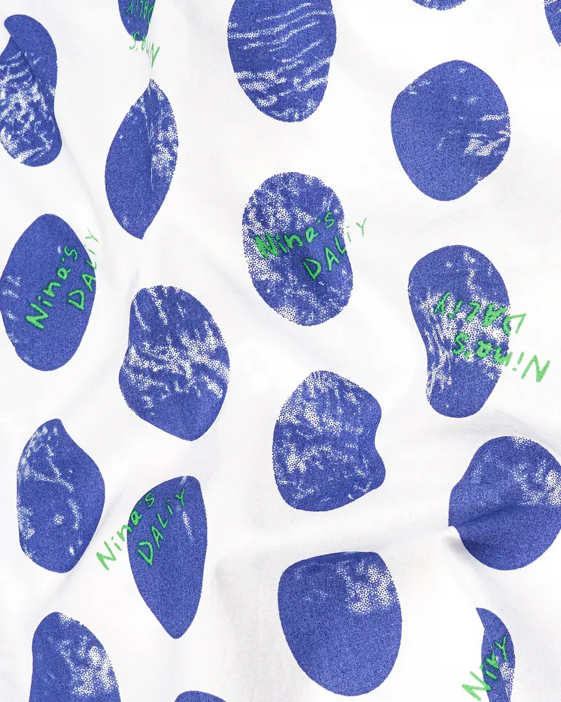 Bright White With Scampi Blue Polka Dots Premium Cotton Shirt 2