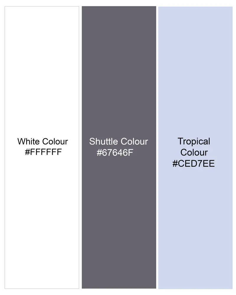Bright White With Shuttle Gray And Tropical Blue Premium Cotton Designer Shirt 9