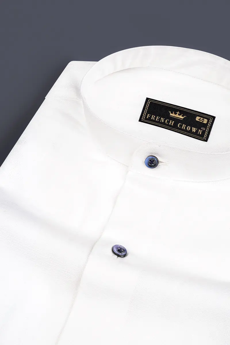 Bright White With Sienna Orange Ombre Effect Printed Premium Cotton Shirt 4