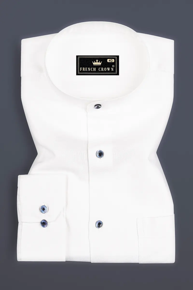 Bright White With Sienna Orange Ombre Effect Printed Premium Cotton Shirt 5