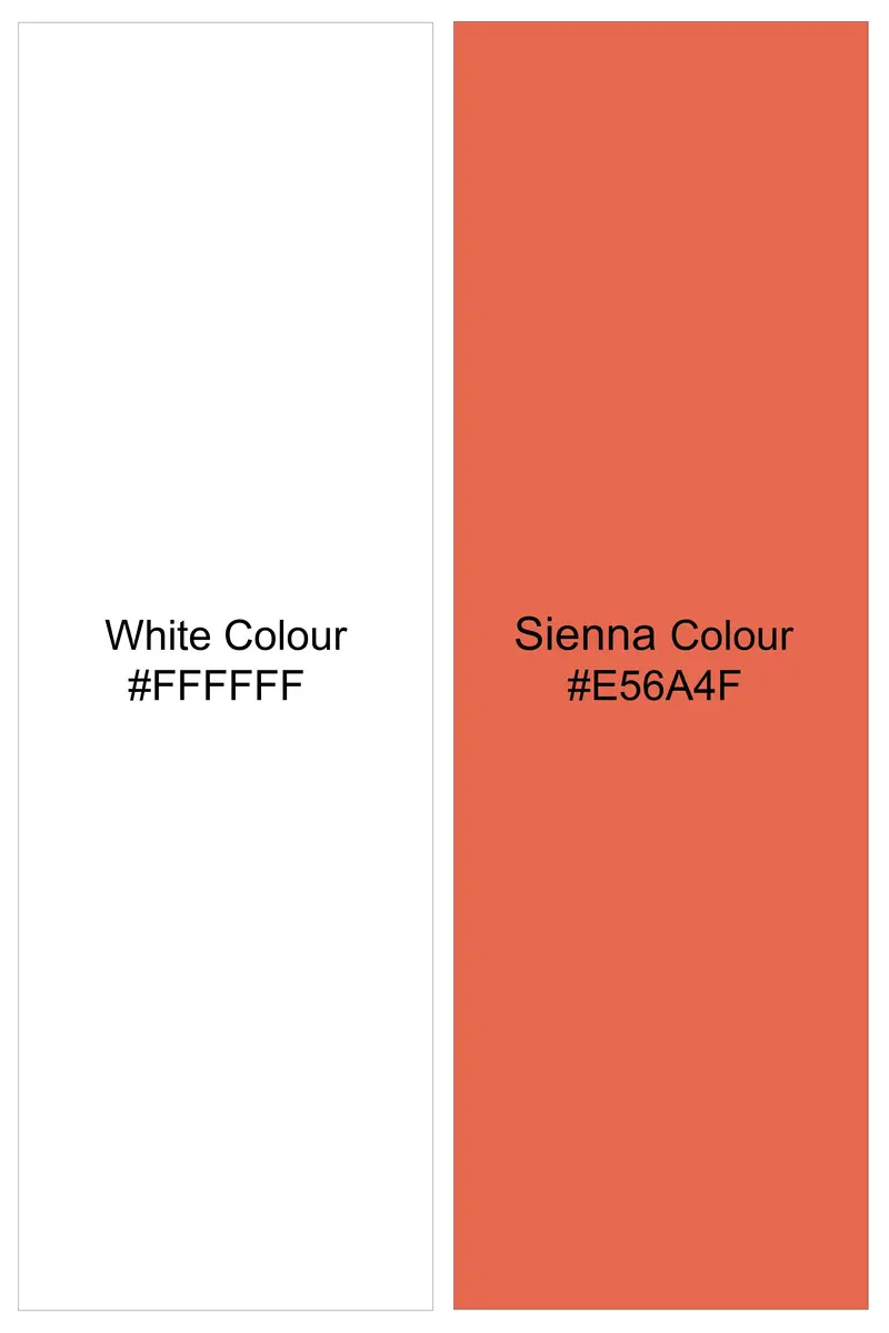 Bright White With Sienna Orange Ombre Effect Printed Premium Cotton Shirt 8