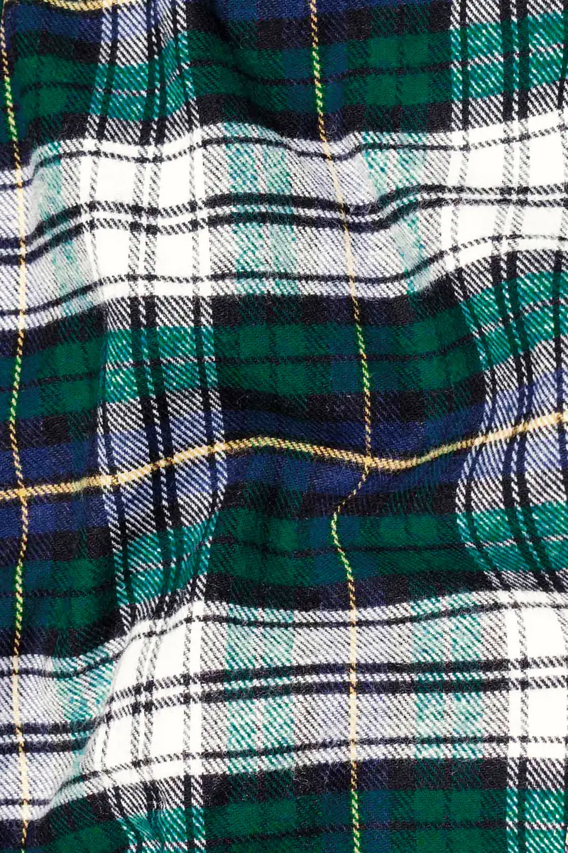 Bright White With Spruce Green Heavyweight Plaid Flannel Shirt 2