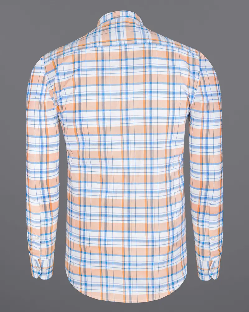 Bright White With Tacao Orange And Jordy Blue Plaid Royal Oxford Shirt 6