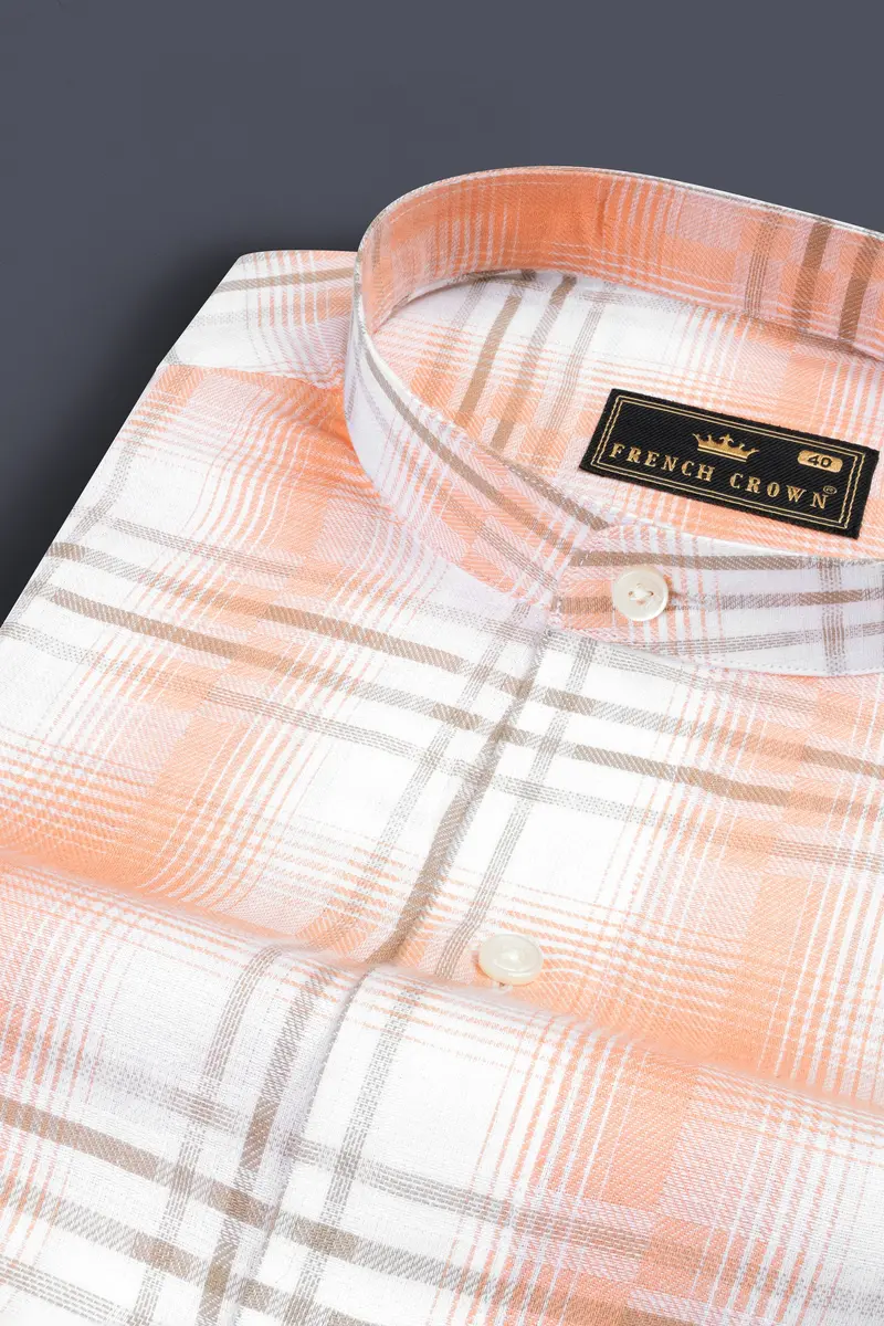 Bright White With Tacao Twill Plaid Premium Cotton Shirt 1