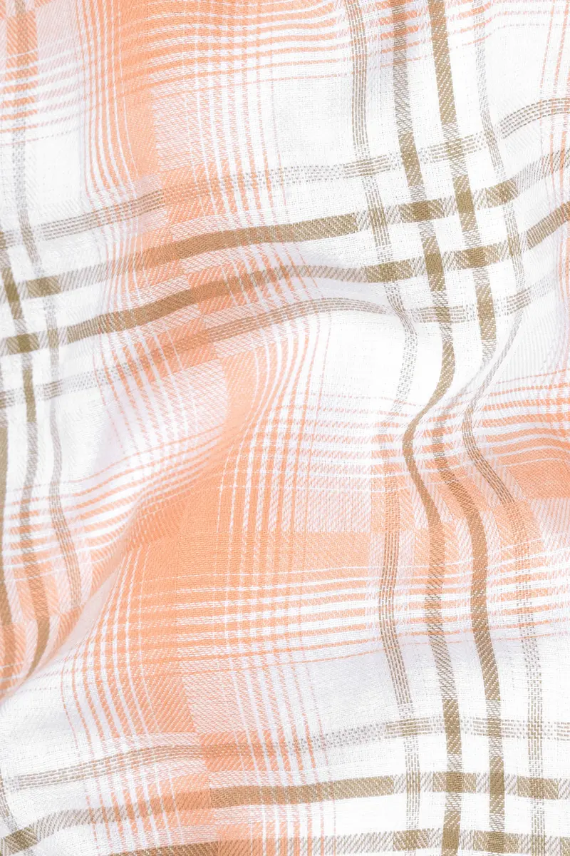 Bright White With Tacao Twill Plaid Premium Cotton Shirt 2