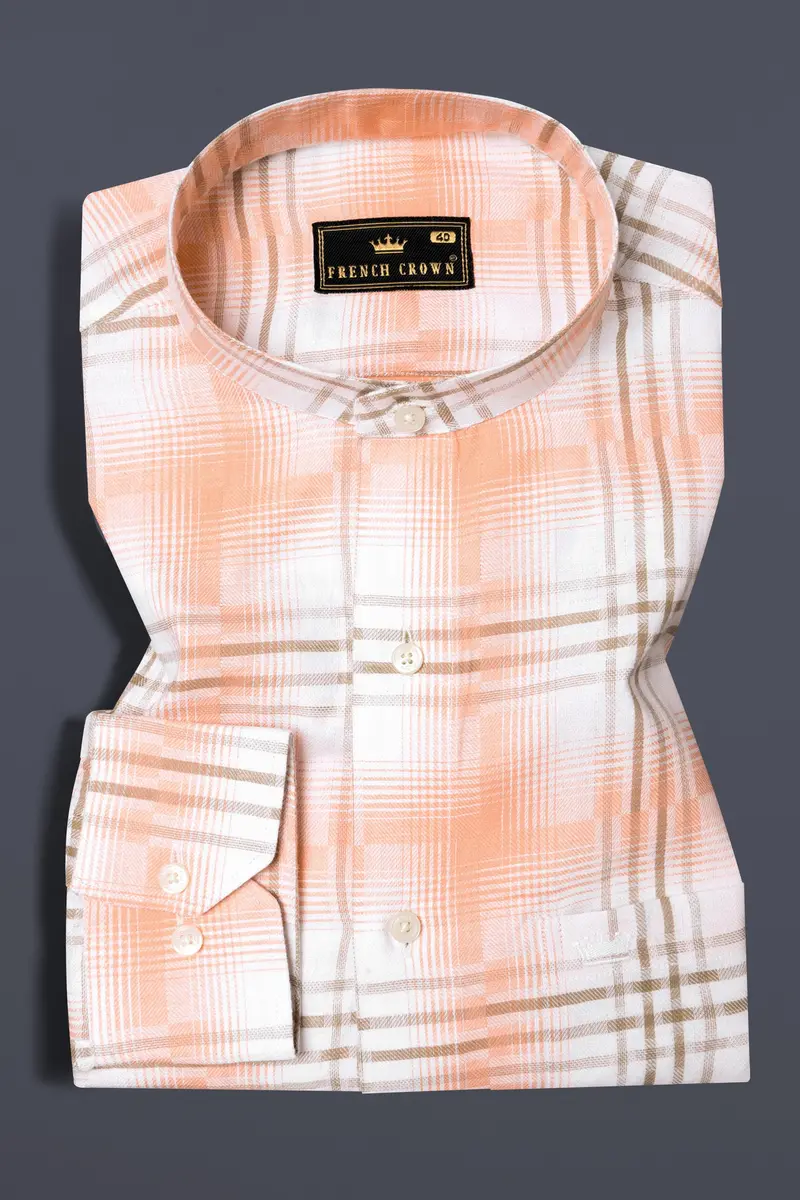 Bright White With Tacao Twill Plaid Premium Cotton Shirt 3