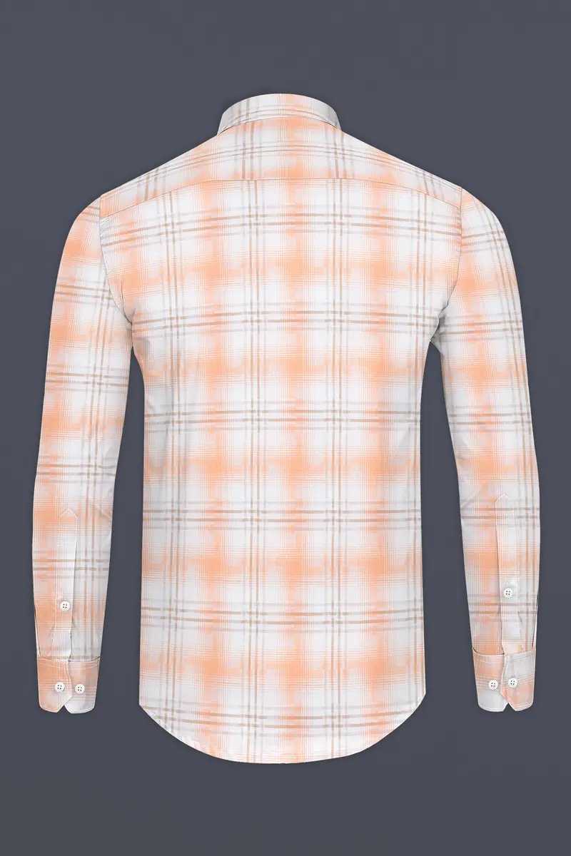 Bright White With Tacao Twill Plaid Premium Cotton Shirt 4