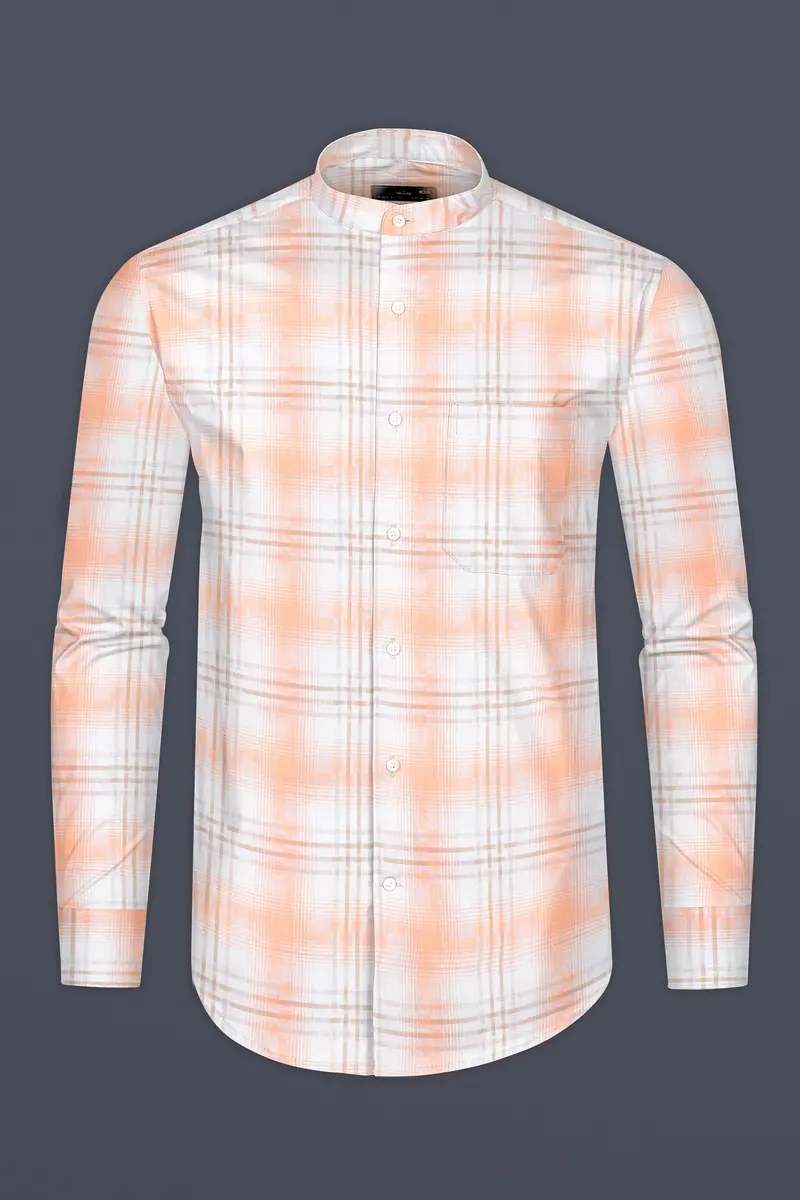 Bright White With Tacao Twill Plaid Premium Cotton Shirt 5