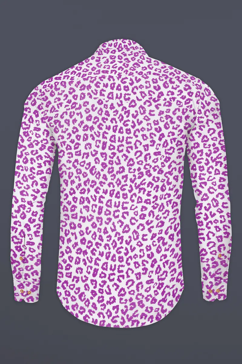 Bright White With Tapestry Pink Cheetah Printed Lightweight Premium Tencel Kurta Shirt 6