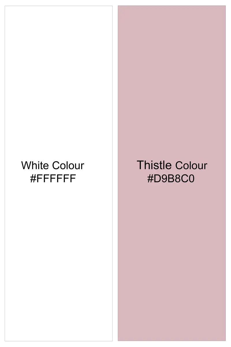 Bright White With Thistle Pink Striped Dobby Textured Premium Cotton Shirt 8
