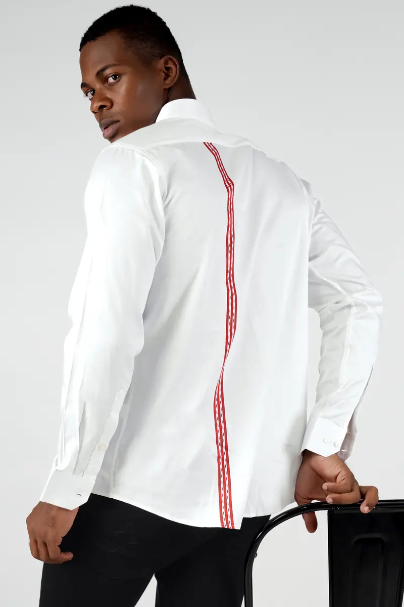 Bright White With Thunderbird Red Printed Super Soft Premium Cotton Shirt 7