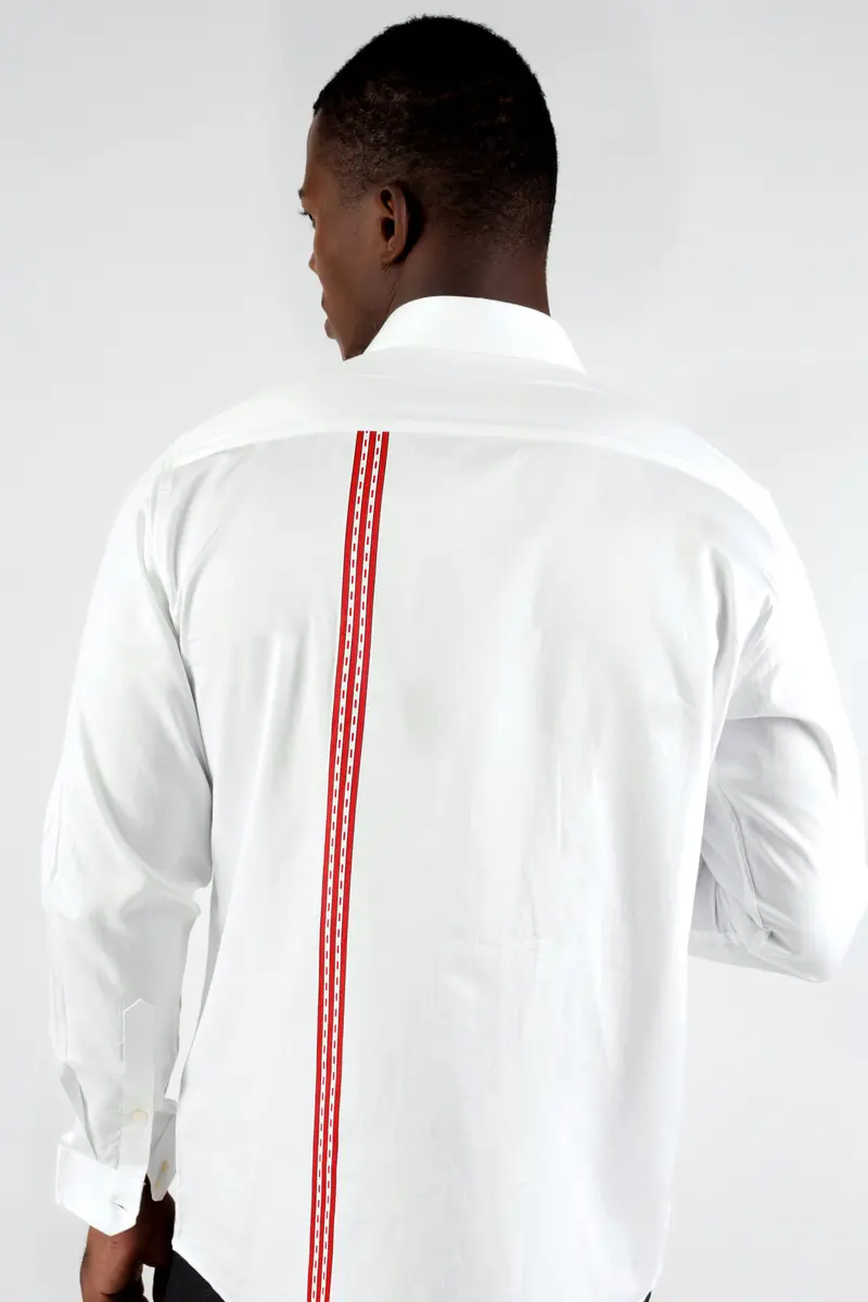 Bright White With Thunderbird Red Printed Super Soft Premium Cotton Shirt 8