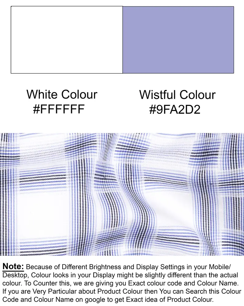 Bright White With Wistful Blue Dobby Textured Premium Giza Cotton Shirt 11