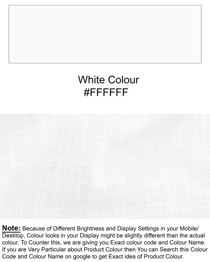 Bright White With Yellow Cuff Collar Luxurious Linen Kurta Shirt 9