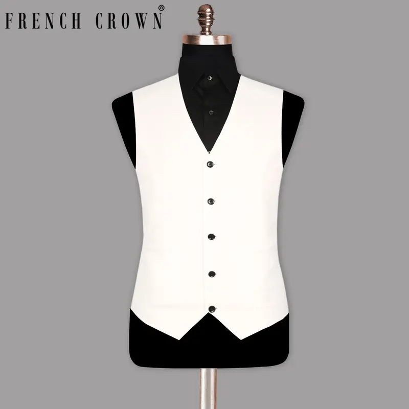 Bright White Wool Blend Dinner Waistcoat 1
