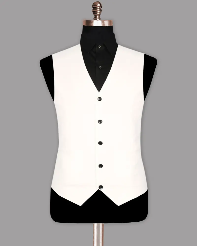 Bright White Wool Blend Dinner Waistcoat 2