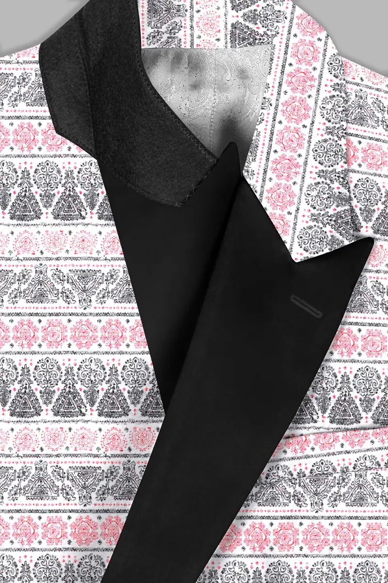 Brink Pink And Jade Black Striped Designer Peak Lapel Tuxedo Blazer 4