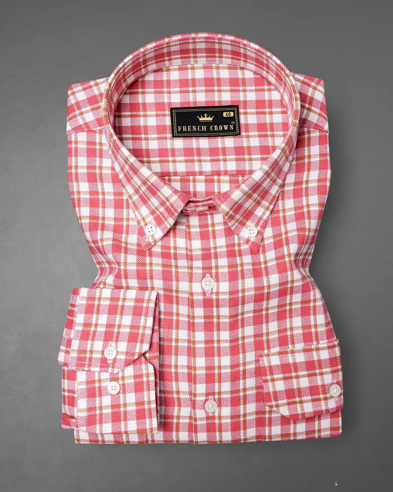 Brink Pink And White Plaid Twill Premium Cotton Overshirt/Shacket 2