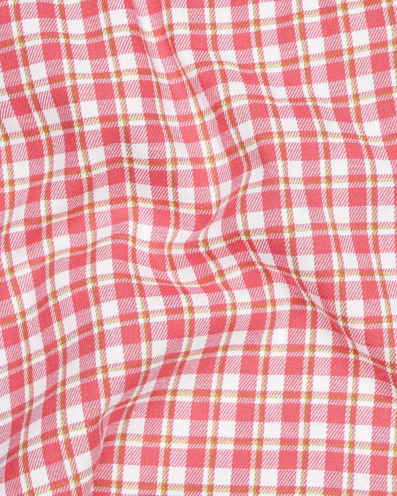 Brink Pink And White Plaid Twill Premium Cotton Overshirt/Shacket 3