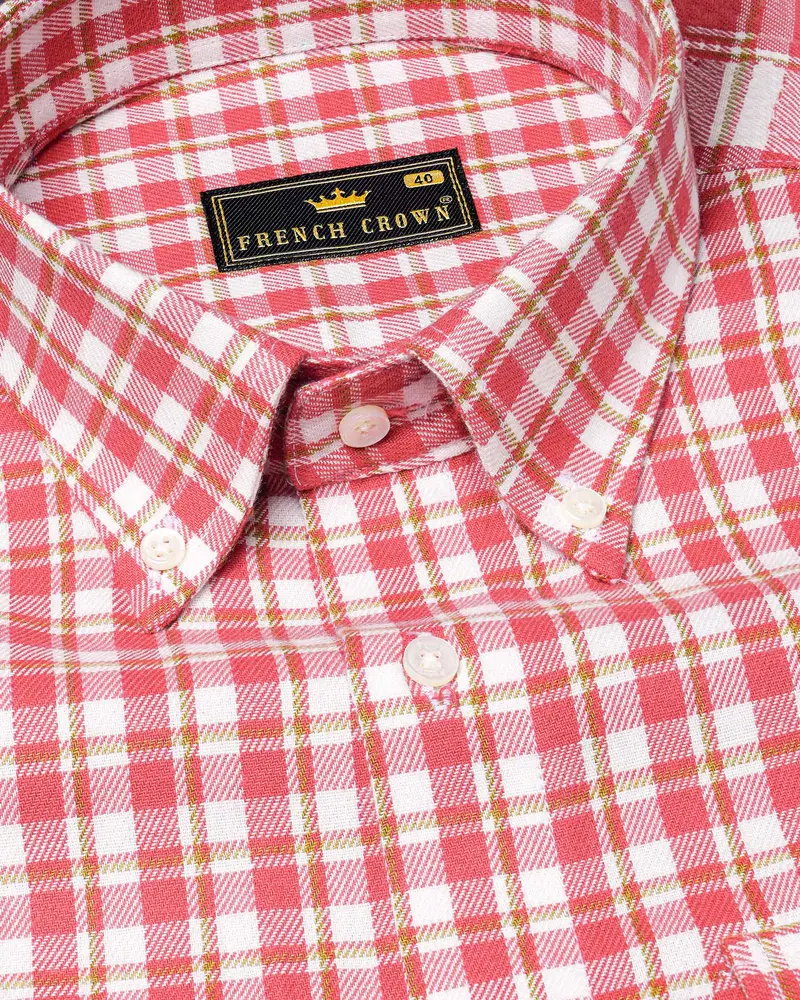 Brink Pink And White Plaid Twill Premium Cotton Overshirt/Shacket 4