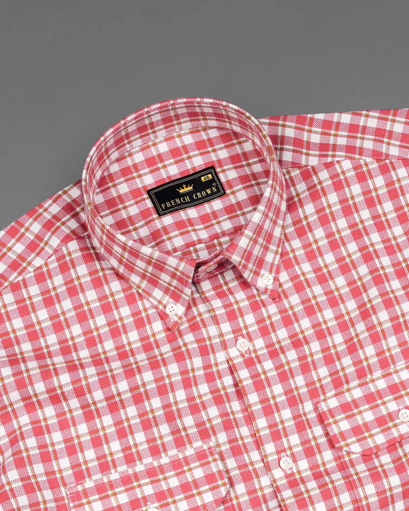 Brink Pink And White Plaid Twill Premium Cotton Overshirt/Shacket 5
