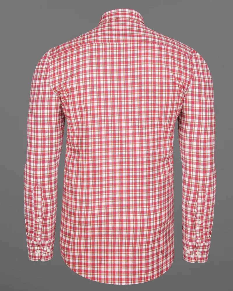 Brink Pink And White Plaid Twill Premium Cotton Overshirt/Shacket 9