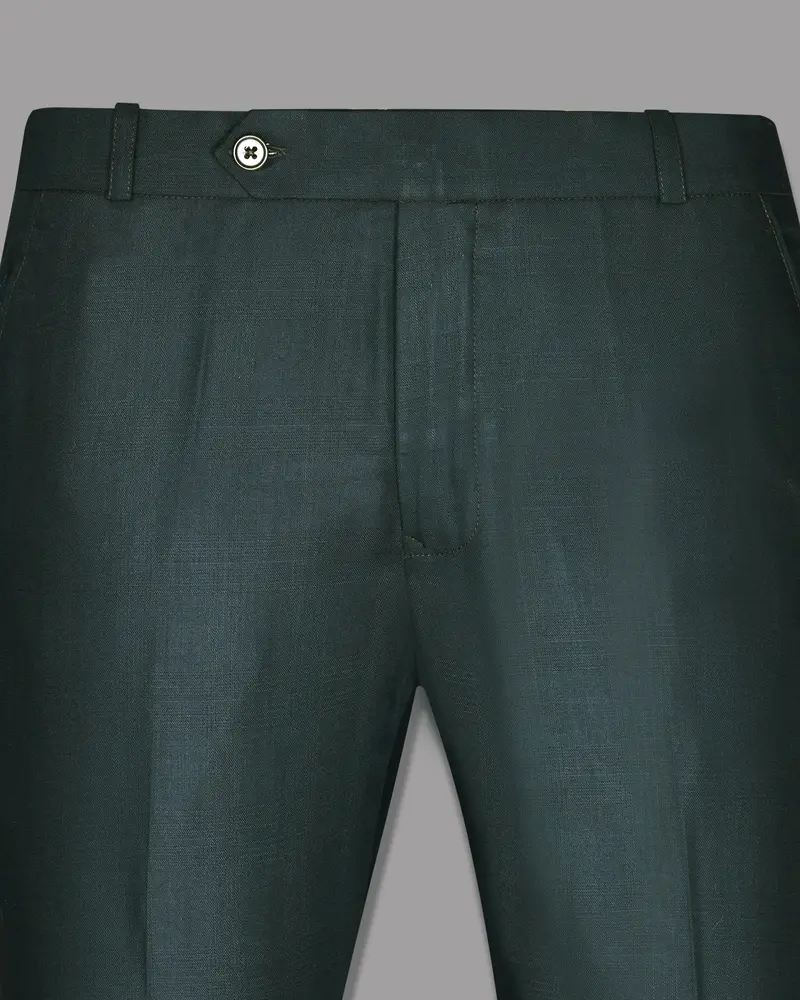 British Racing Green Subtle Windowpane Textured Pant 2